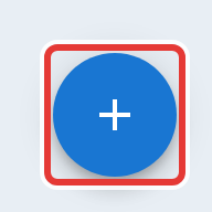 The add contact button, a plus icon in a circle at the bottom right of the Contacts tab, outlined in red.