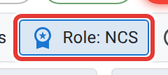 The "Role: NCS" toolbar button, outlined in red, with the tooltip "Acting as NCS — click to step down to Standard".