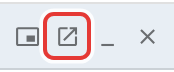 A docked panel's title bar controls: detach, open in new window (outlined in red), minimize, and close.